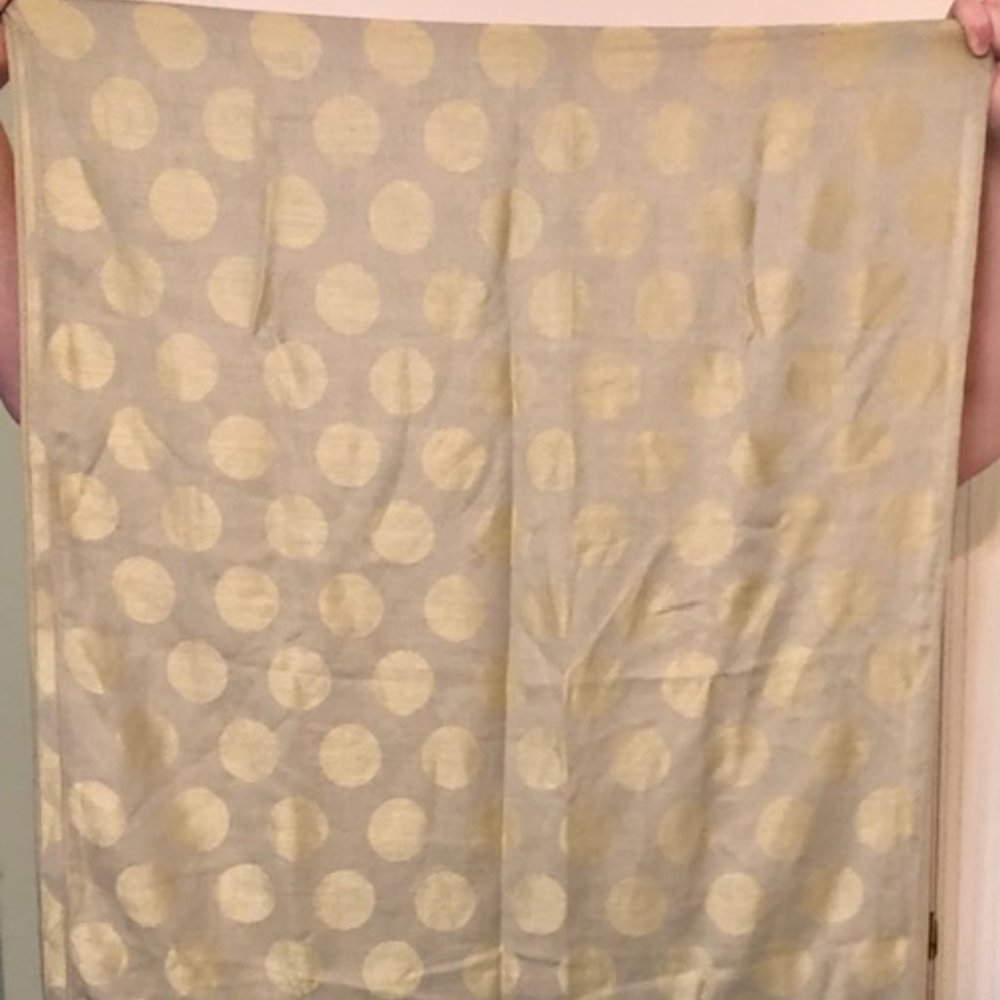 Vtg. PASHMIRE Scarf/Shaw w/ Fringes - Polka Dot